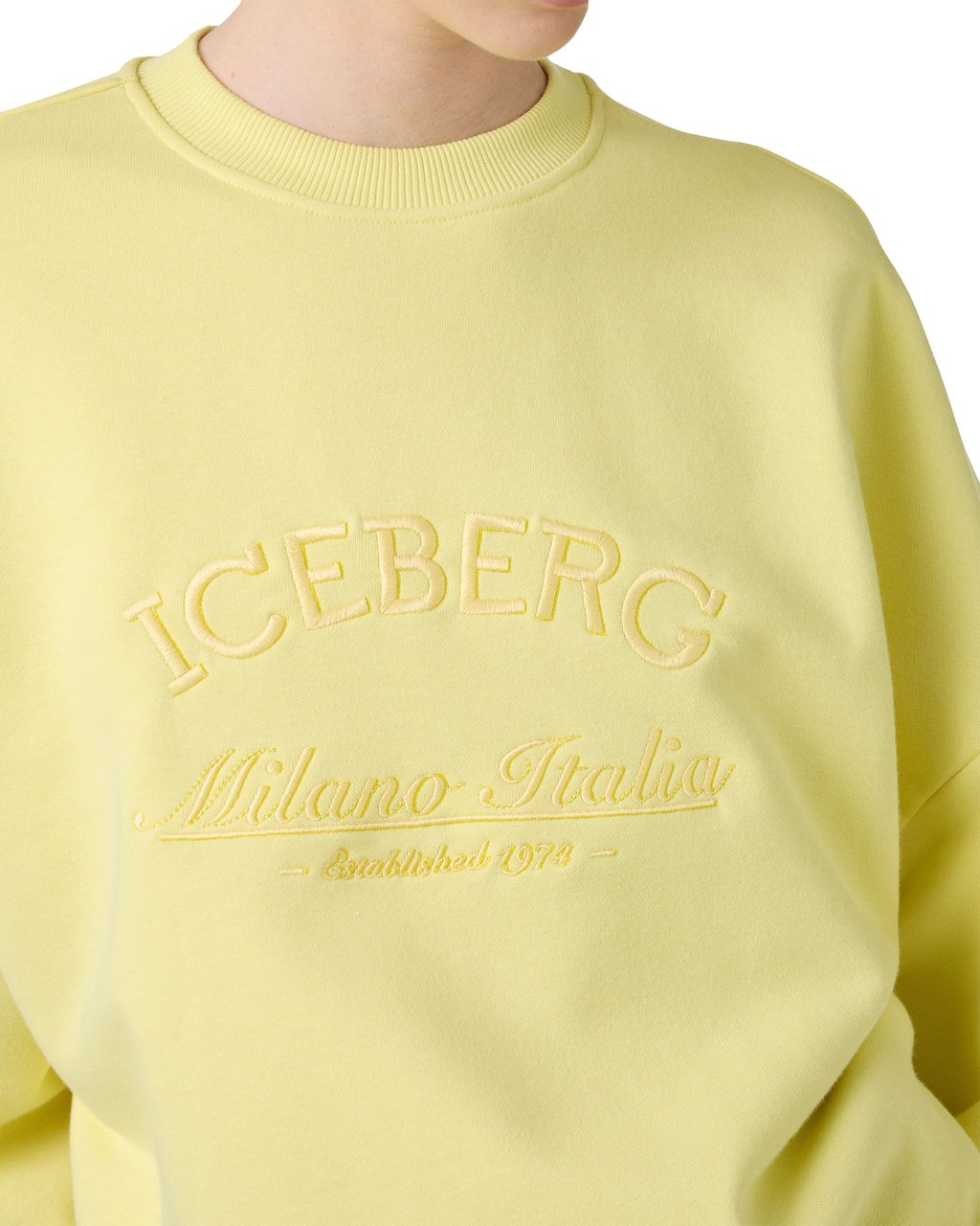 Iceberg Regular fit yellow sweatshirt in sustainable fabric with embroidered logo Geel