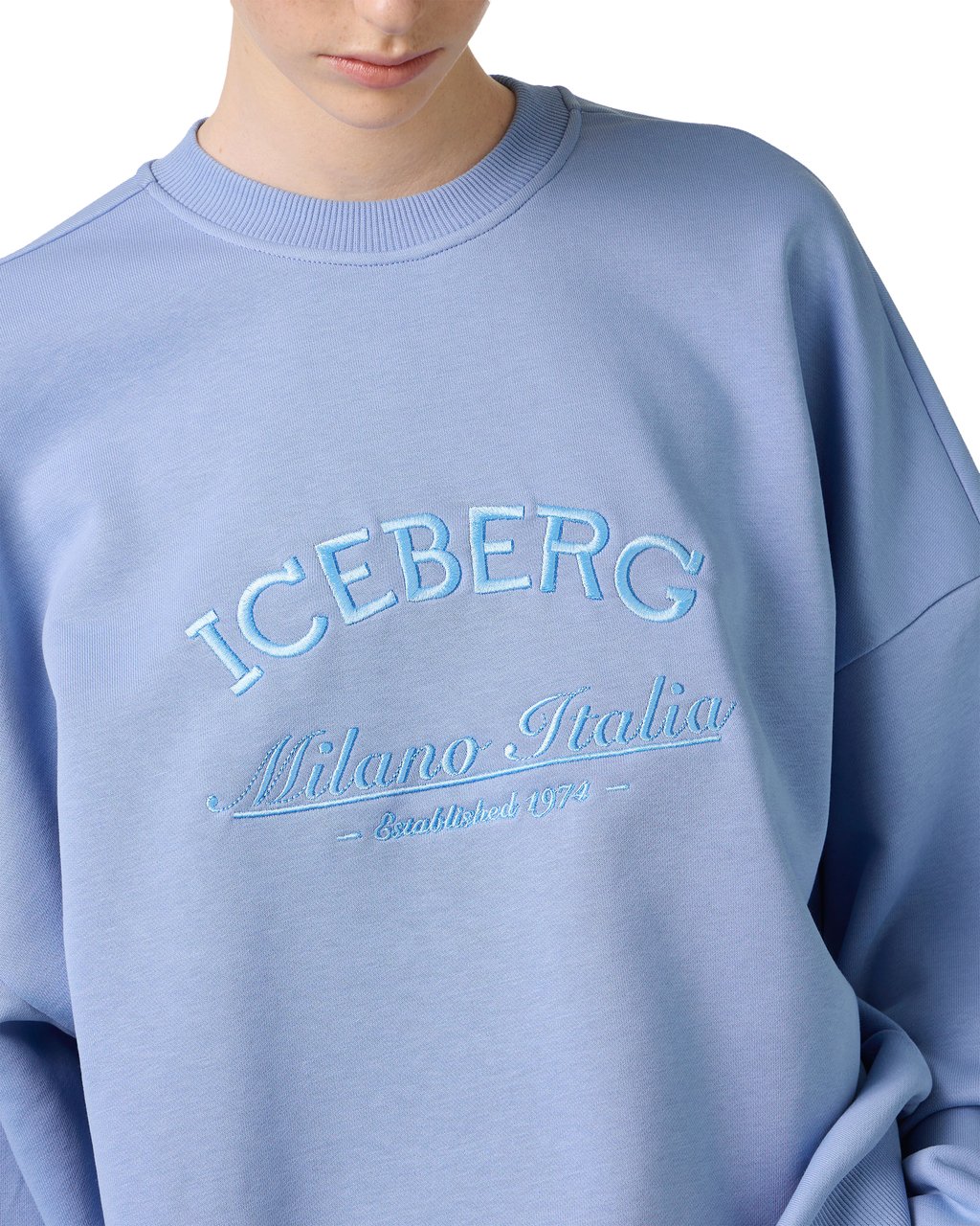 Iceberg Powder blue, regular fit sweatshirt in sustainable fabric with embroidered logo Blauw