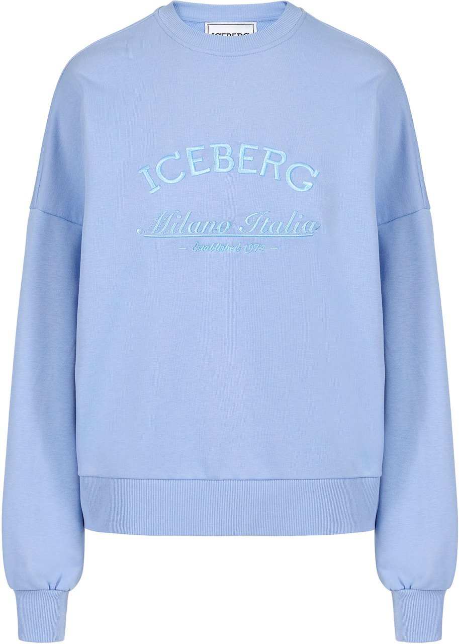 Iceberg Powder blue, regular fit sweatshirt in sustainable fabric with embroidered logo Blauw