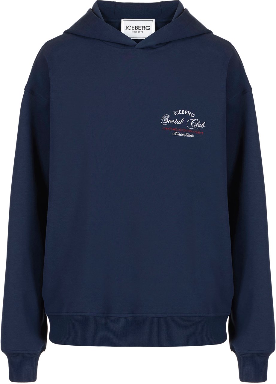 Iceberg Blue regular fit scuba fabric sweatshirt with Iceberg Social Club print Blauw