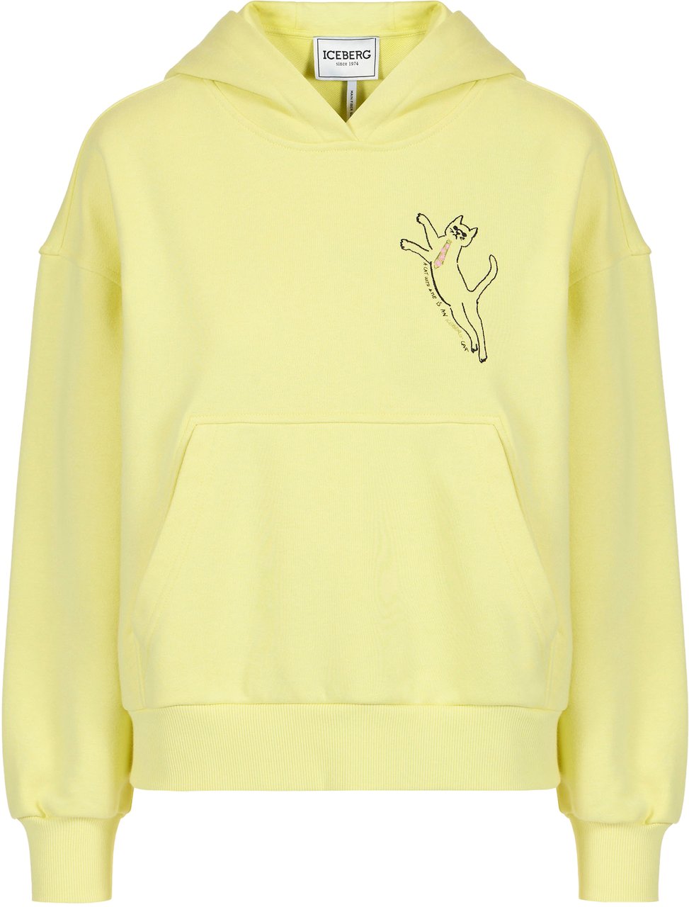 Iceberg Cropped fit yellow hoodie in sustainable technical cotton Geel