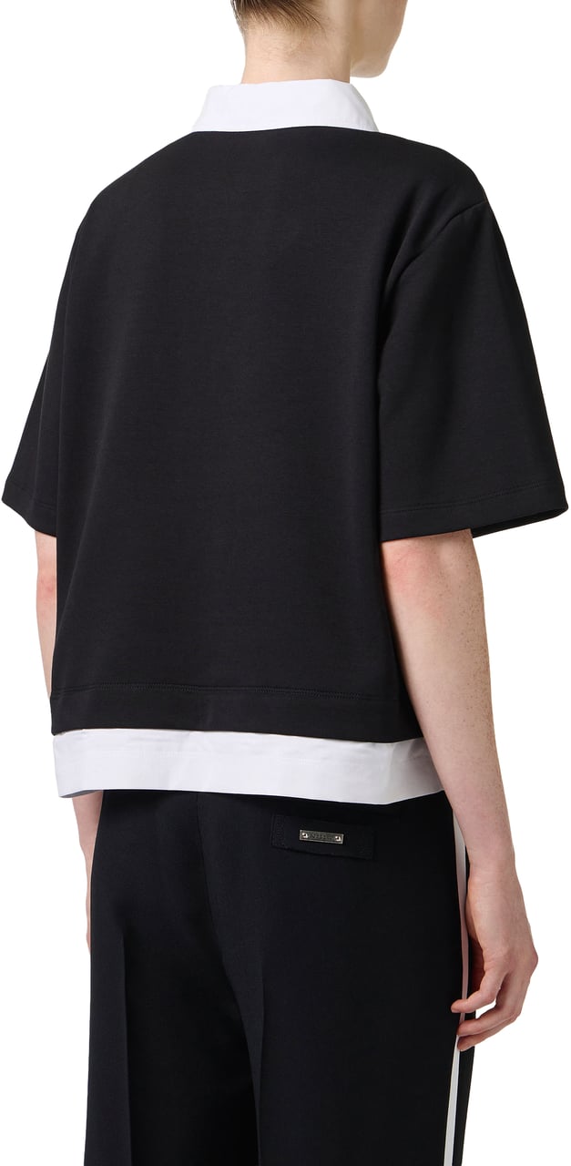 Iceberg Black cropped fit scuba jersey T-shirt with contrasting details Zwart