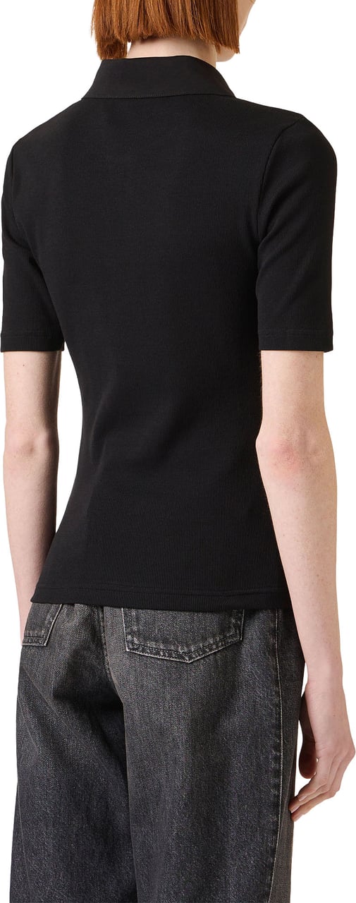 Iceberg Slim fit black ribbed jersey polo with Iceberg plaque Zwart
