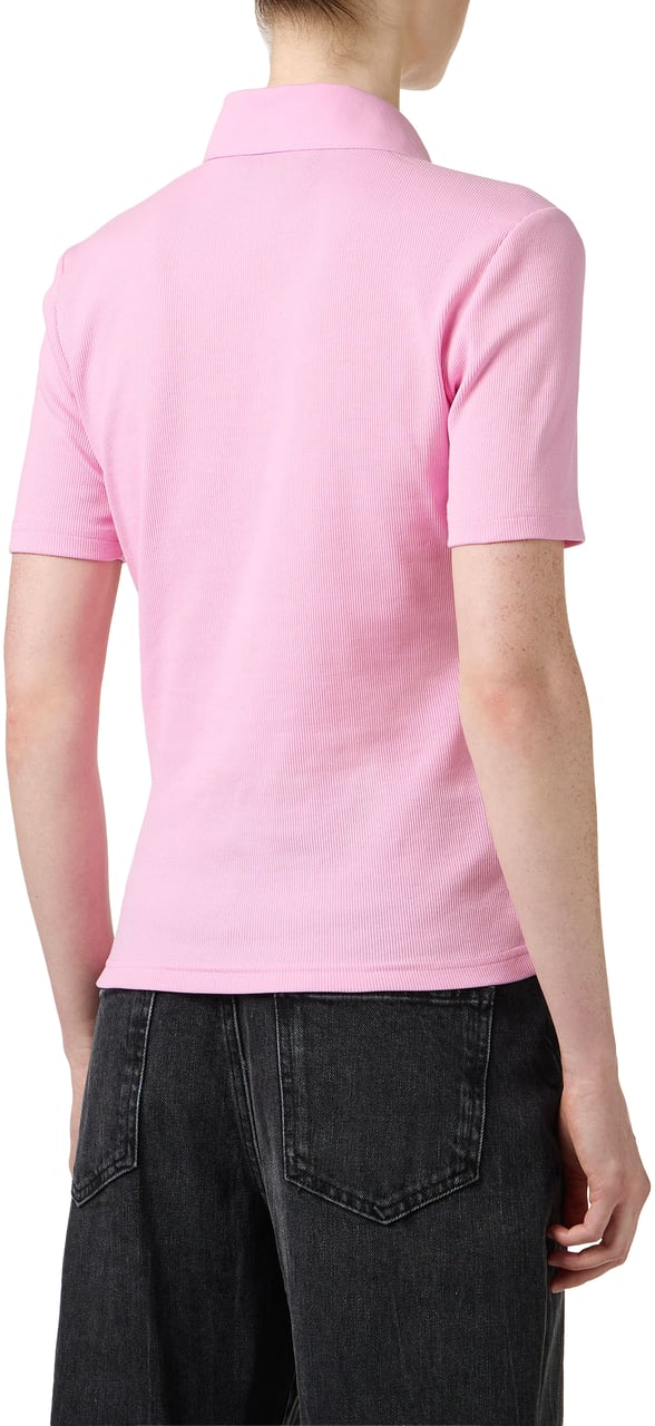 Iceberg Slim fit pink ribbed jersey polo with Iceberg plaque Roze