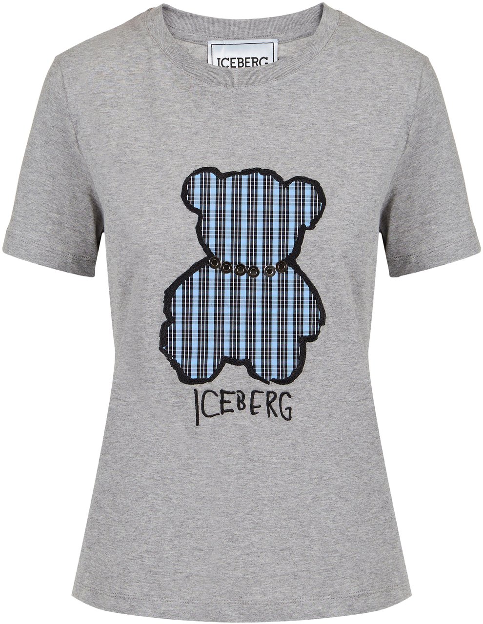 Iceberg Light gray melange slim fit cotton jersey T-shirt, with bear embroidery Grijs