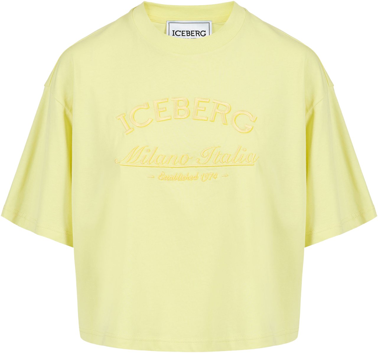 Iceberg Yellow boxy fit T-shirt in sustainable cotton jersey with Iceberg Social Club print Geel
