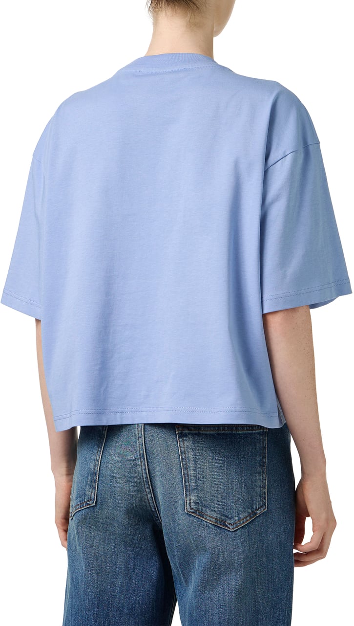 Iceberg Powder blue, boxy fit T-shirt in sustainable cotton jersey with Iceberg Social Club print Blauw