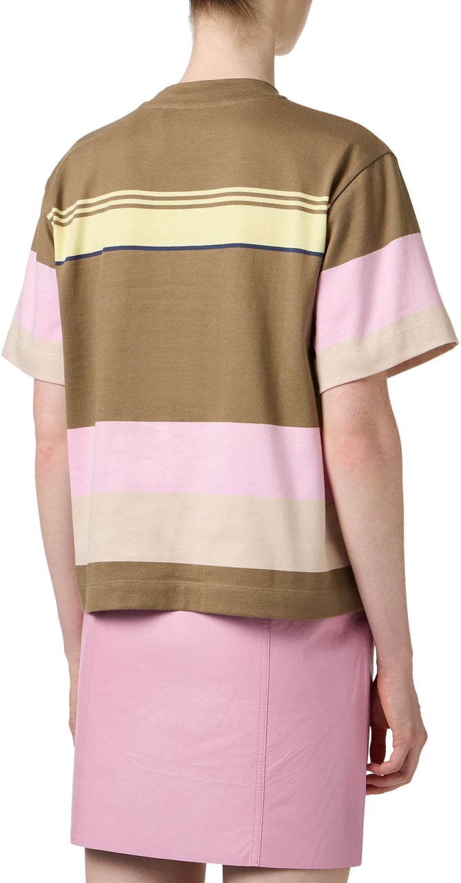 Iceberg Relaxed fit multicolor T-shirt with a green background in cotton jersey Groen