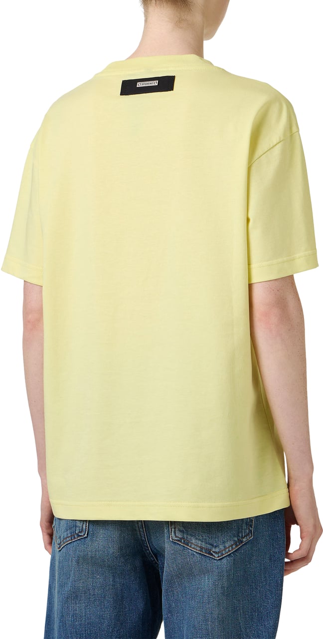 Iceberg Regular fit yellow T-shirt in sustainable cotton jersey with embroidered cat print Geel