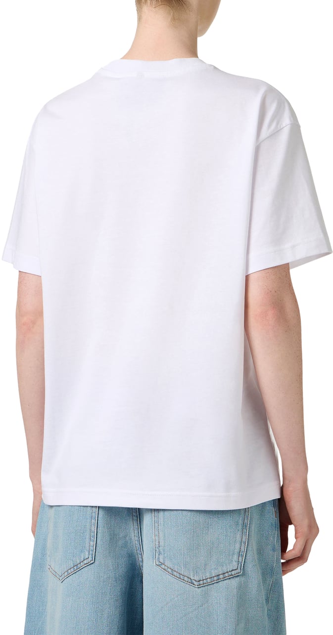 Iceberg Regular fit optic white cotton jersey T-shirt with dinosaur patch Wit