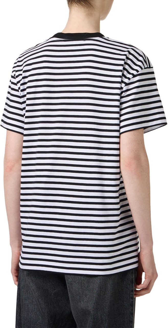 Iceberg Regular fit white and black striped cotton jersey T-shirt Zwart