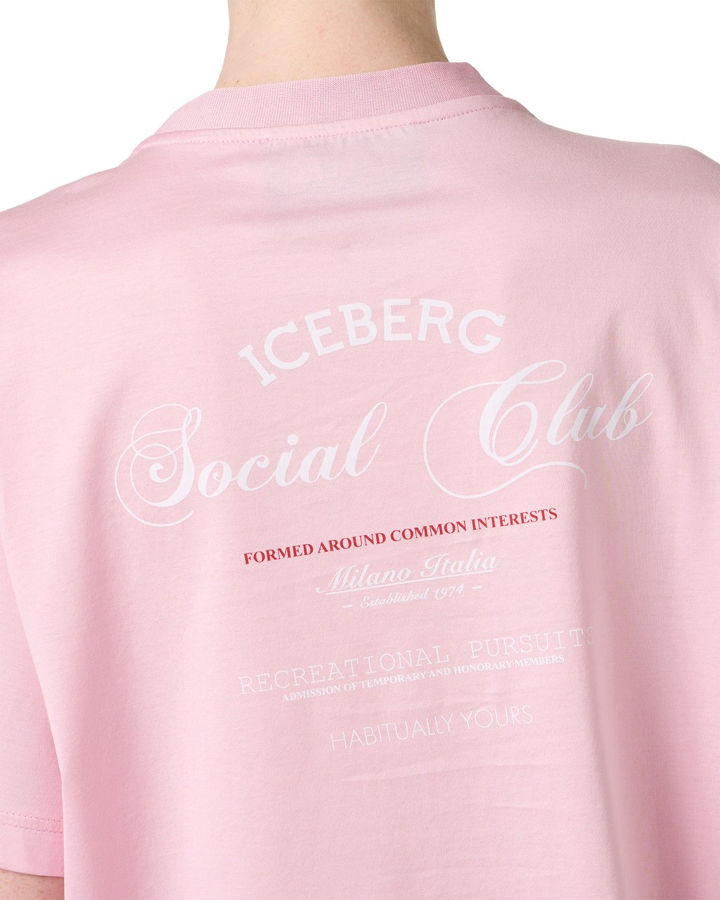 Iceberg Regular fit, shiny pink cotton jersey T-shirt, with Iceberg Social Club print Roze