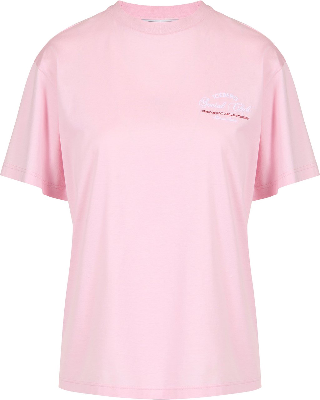 Iceberg Regular fit, shiny pink cotton jersey T-shirt, with Iceberg Social Club print Roze