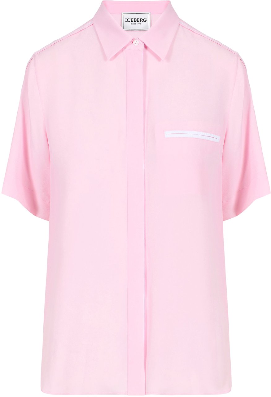Iceberg Pink comfort fit, silk-blend crepe de chine shirt Roze