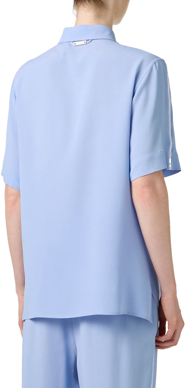 Iceberg Powder blue comfort fit, silk-blend crepe de chine shirt Blauw