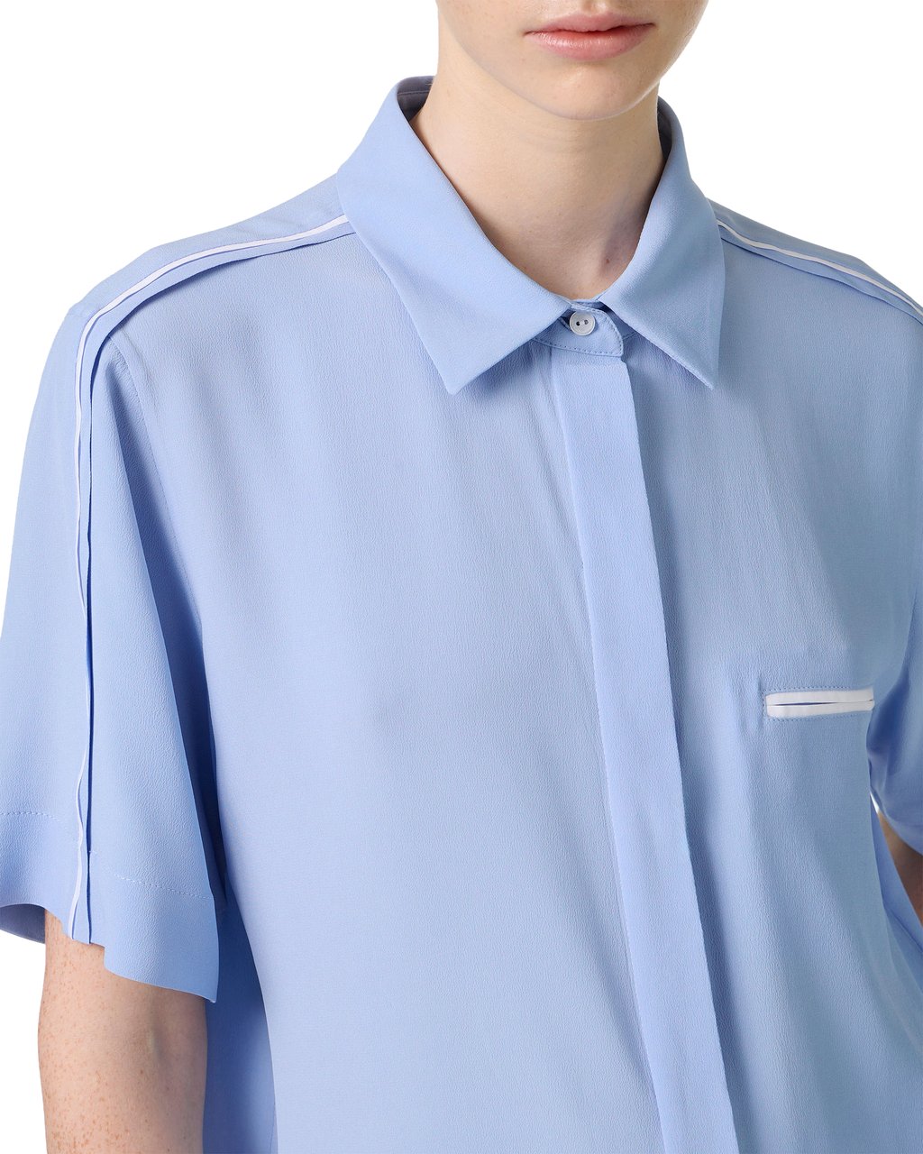 Iceberg Powder blue comfort fit, silk-blend crepe de chine shirt Blauw