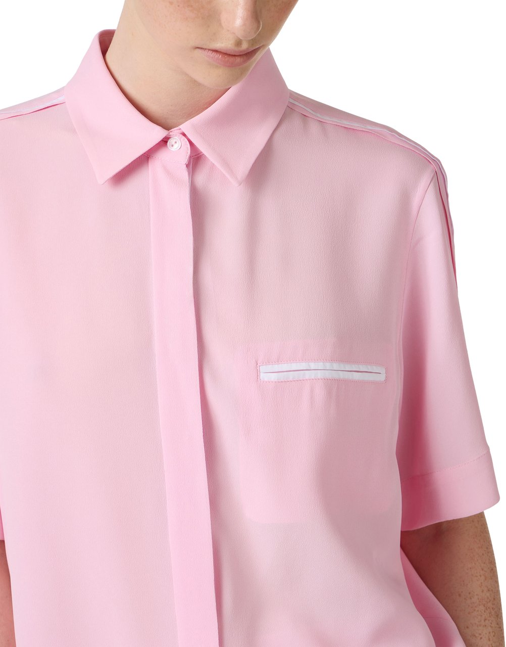 Iceberg Pink comfort fit, silk-blend crepe de chine shirt Roze
