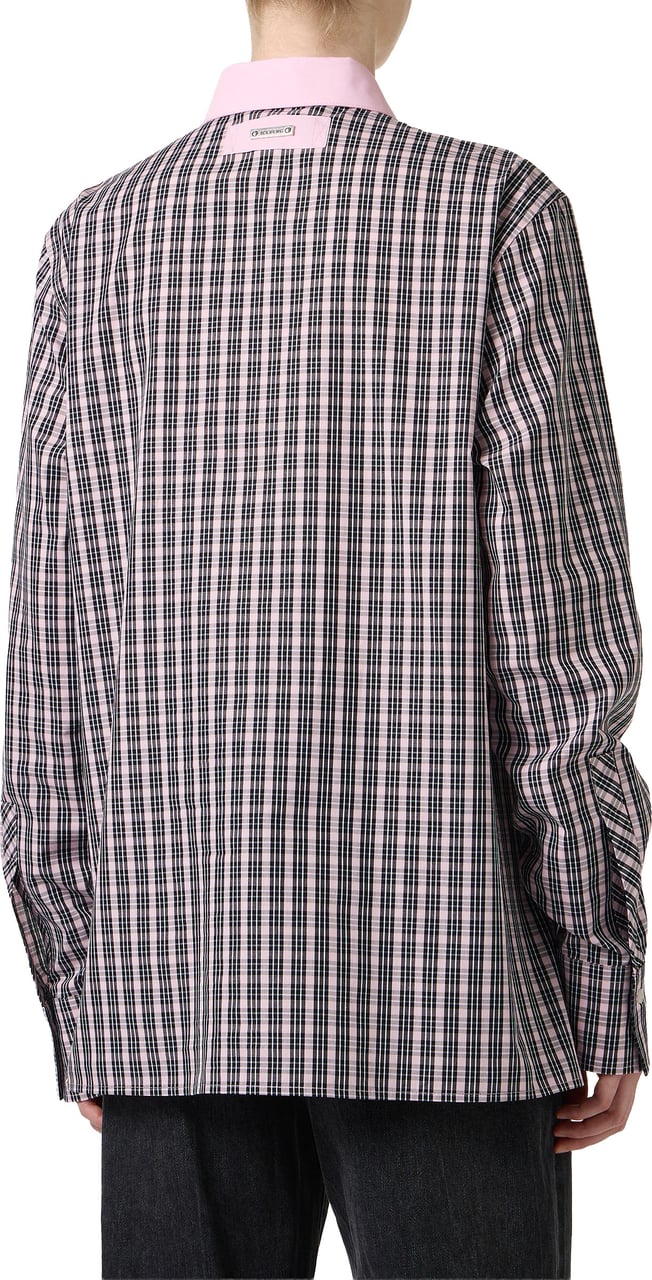Iceberg Long-sleeved, comfort fit fuchsia and black check poplin shirt Divers
