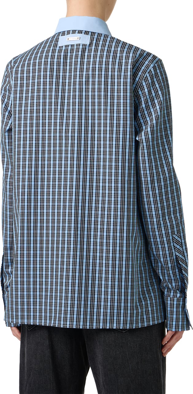 Iceberg Long-sleeved, comfort fit light blue and black check poplin shirt Divers