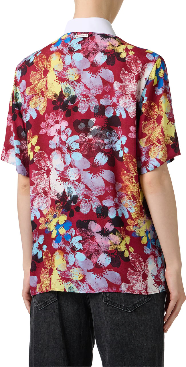 Iceberg Short-sleeved, regular fit, patterned shirt with a red background in sustainable viscose Divers