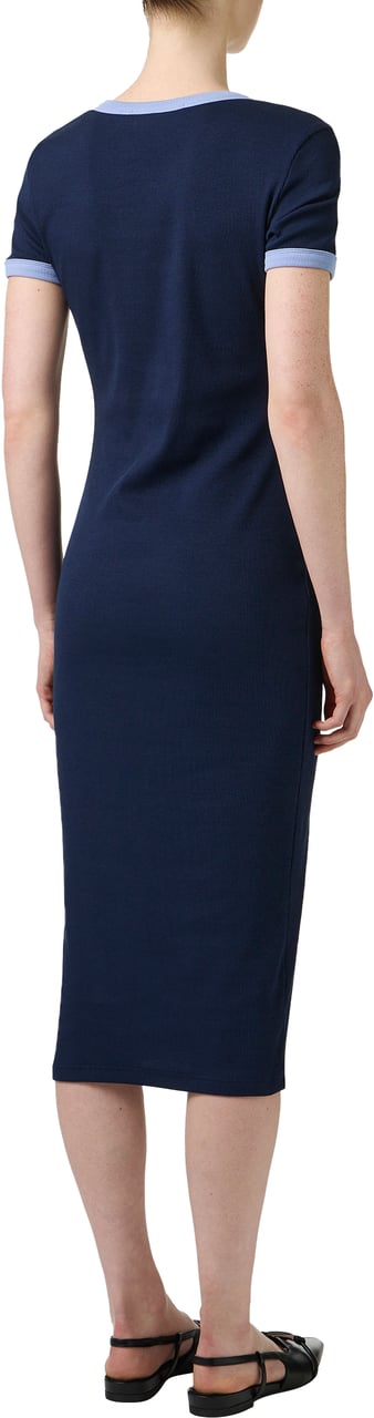 Iceberg Blue ribbed jersey slim fit dress with Iceberg print Blauw