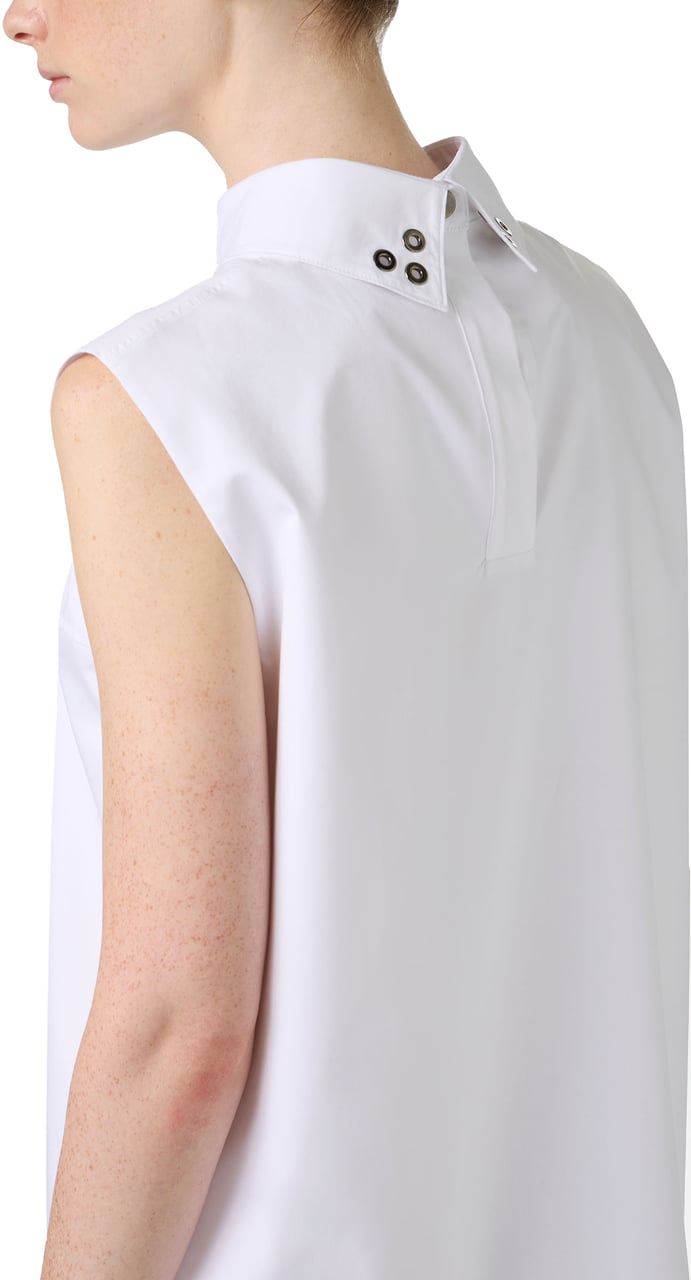 Iceberg Comfort fit optic white sleeveless dress in bonded poplin Wit
