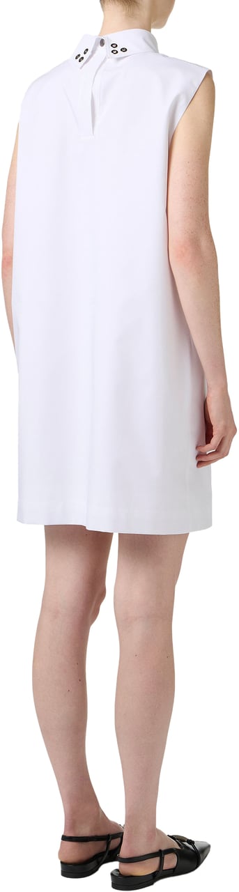 Iceberg Comfort fit optic white sleeveless dress in bonded poplin Wit