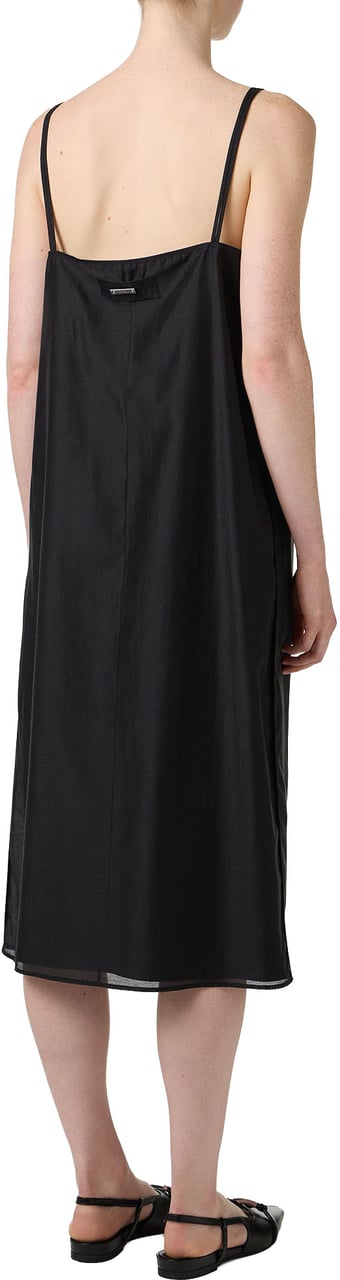 Iceberg Black muslin sheath dress with floral embroidery Zwart