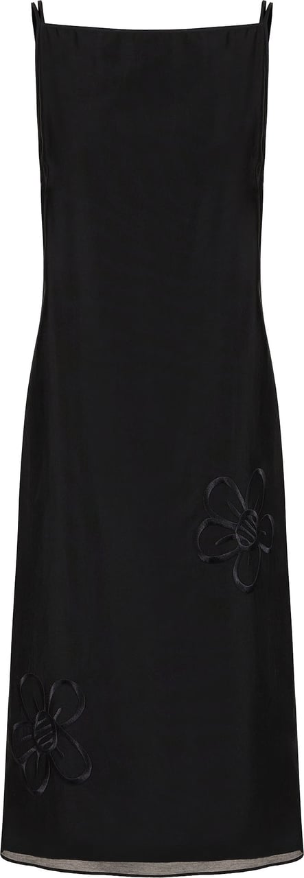 Iceberg Black muslin sheath dress with floral embroidery Zwart