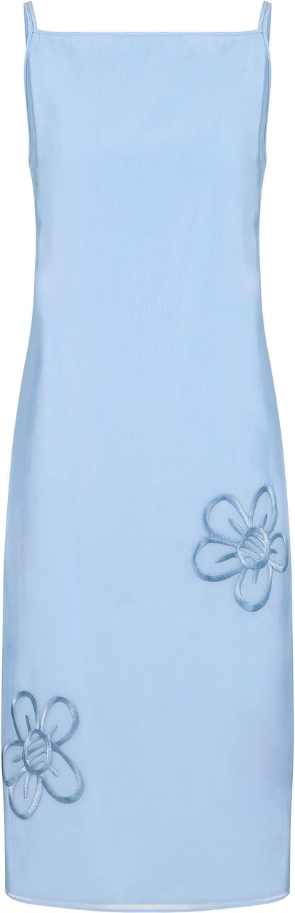 Iceberg Light blue muslin sheath dress with floral embroidery Blauw