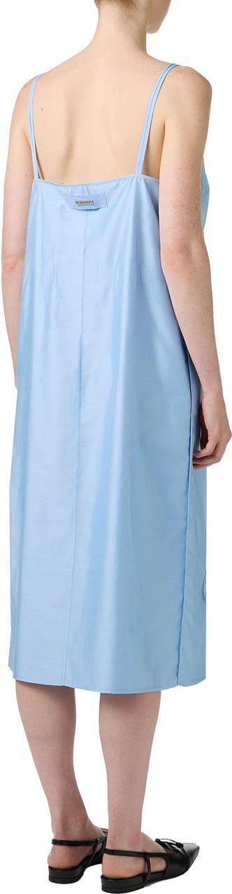 Iceberg Light blue muslin sheath dress with floral embroidery Blauw