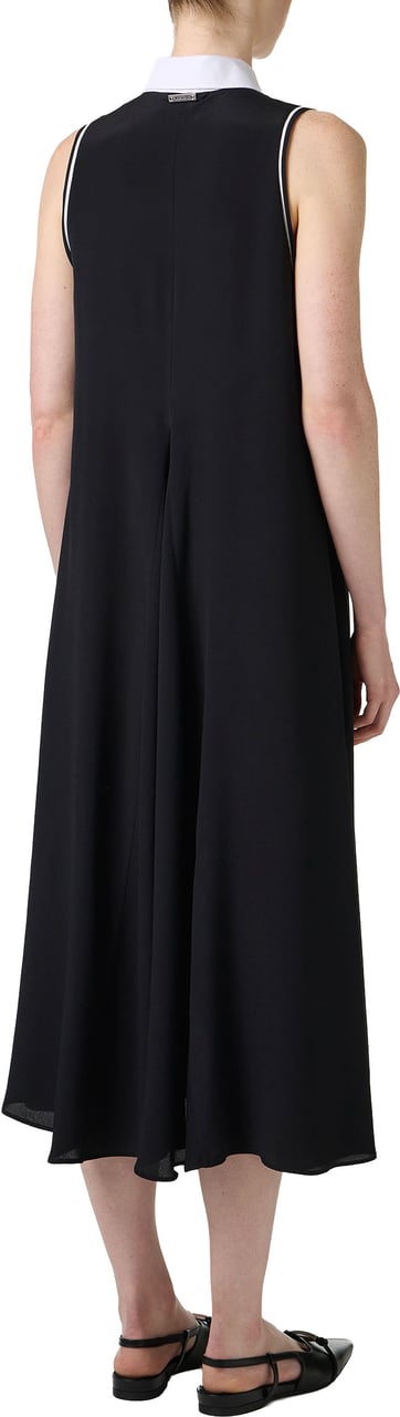 Iceberg Black, relaxed fit sleeveless dress in silk-blend crepe de chine Zwart
