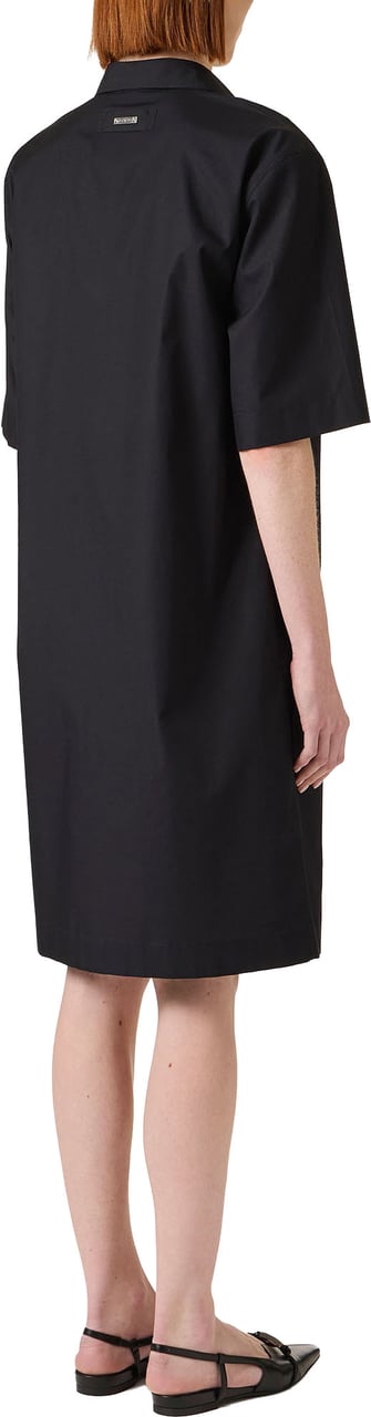 Iceberg Short-sleeved black dress in poplin with a pleated front panel Zwart