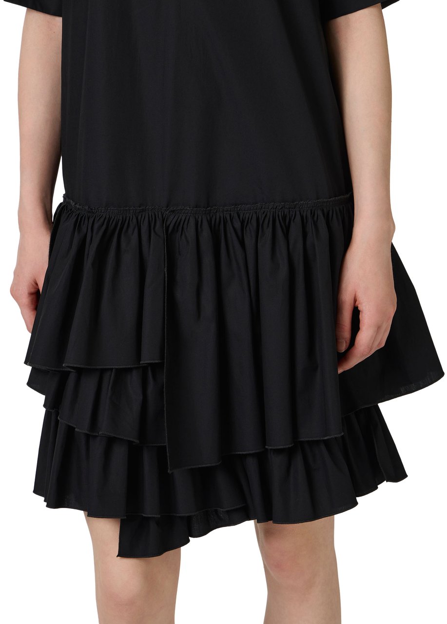 Iceberg New shape short-sleeved black dress in cotton poplin Zwart