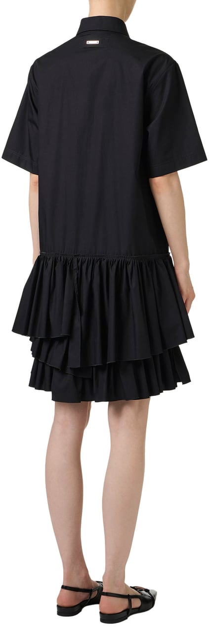 Iceberg New shape short-sleeved black dress in cotton poplin Zwart