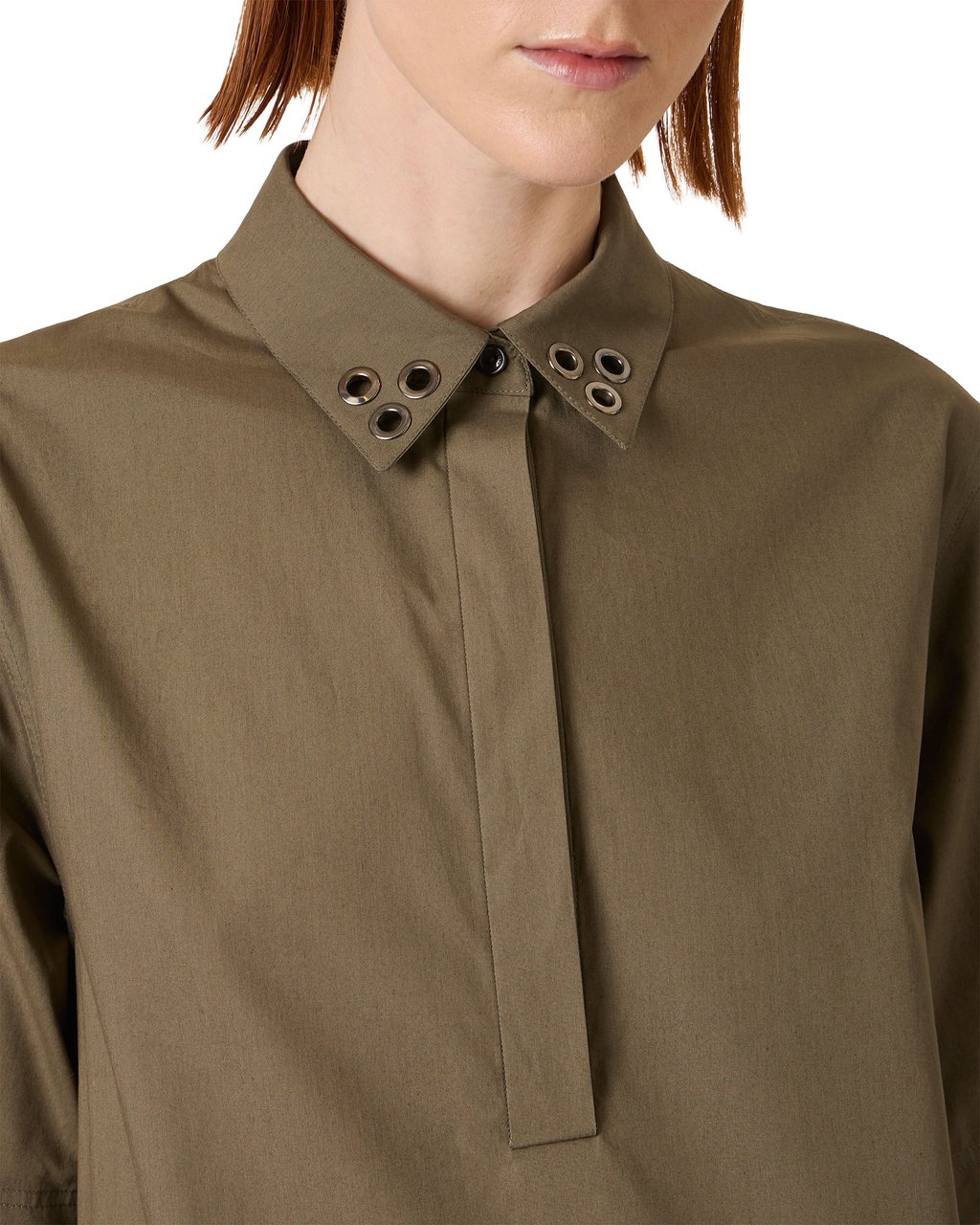 Iceberg New shape short-sleeved khaki dress in cotton poplin Groen