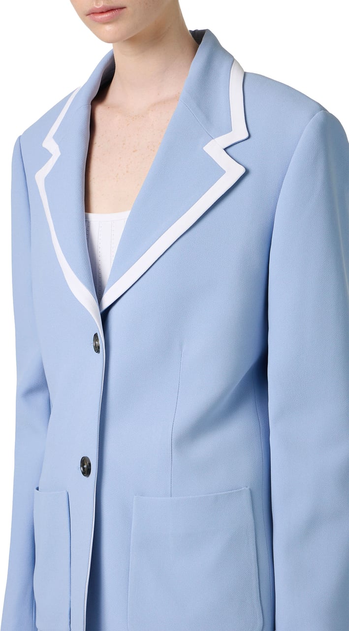Iceberg Single-breasted, regular fit powder blue jacket in cady fabric Blauw