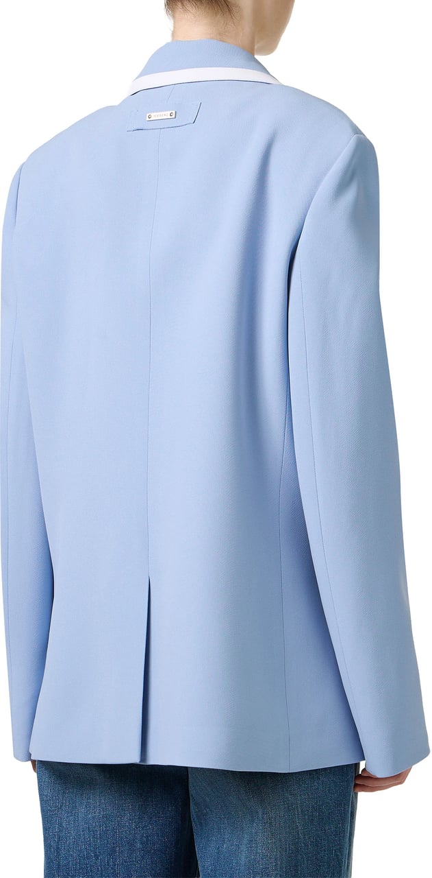 Iceberg Single-breasted, regular fit powder blue jacket in cady fabric Blauw
