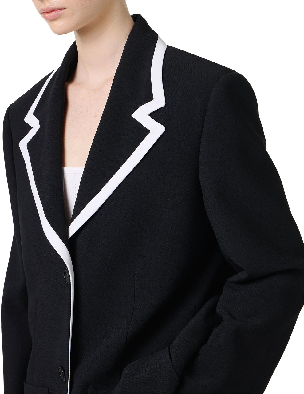 Iceberg Single-breasted, regular fit powder black jacket in cady fabric Zwart