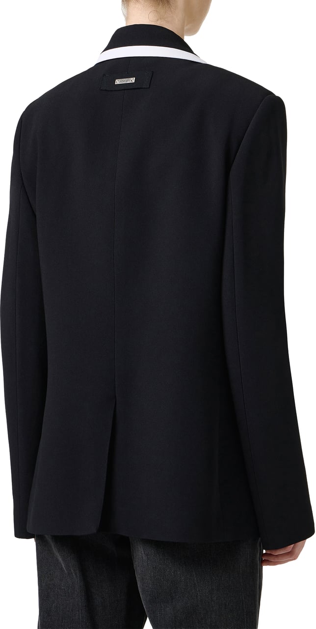 Iceberg Single-breasted, regular fit powder black jacket in cady fabric Zwart