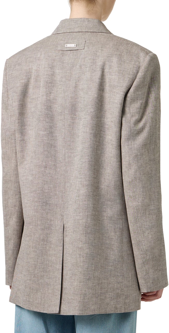 Iceberg Relaxed fit single-breasted rope-colored jacket in a diagonal linen-blend fabric Bruin