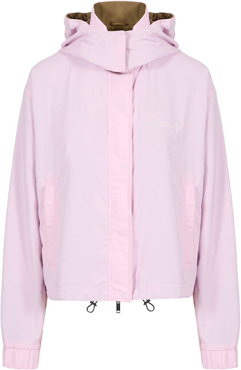 Iceberg Comfort fit pink jacket in technical nylon and Iceberg 3D print Roze