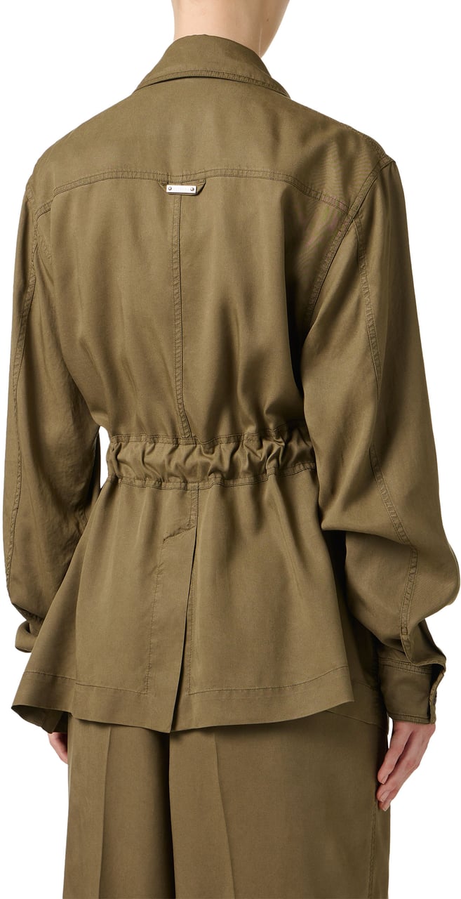 Iceberg Khaki, relaxed fit jacket in flowing technical fabric Groen