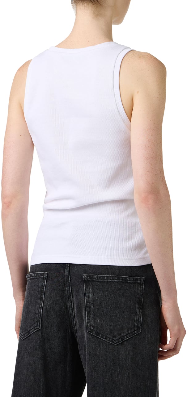 Iceberg Optic white ribbed stretch cotton jersey tank top Wit