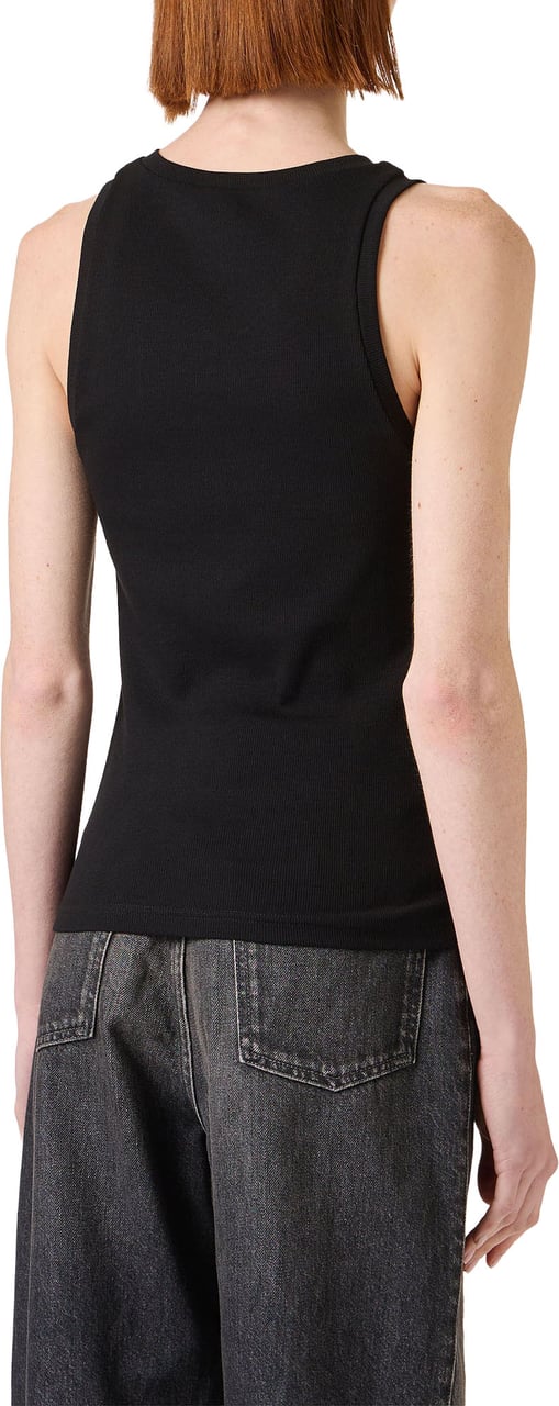 Iceberg Black ribbed stretch cotton jersey tank top Zwart