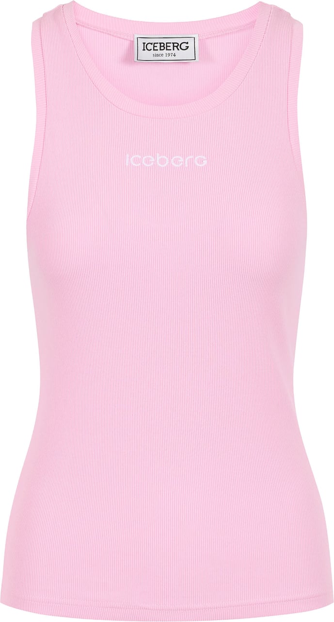 Iceberg Pink ribbed stretch cotton jersey tank top Roze