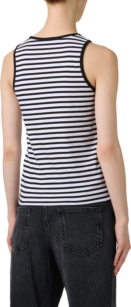 Iceberg White and black, slim fit striped cotton jersey tank top Zwart