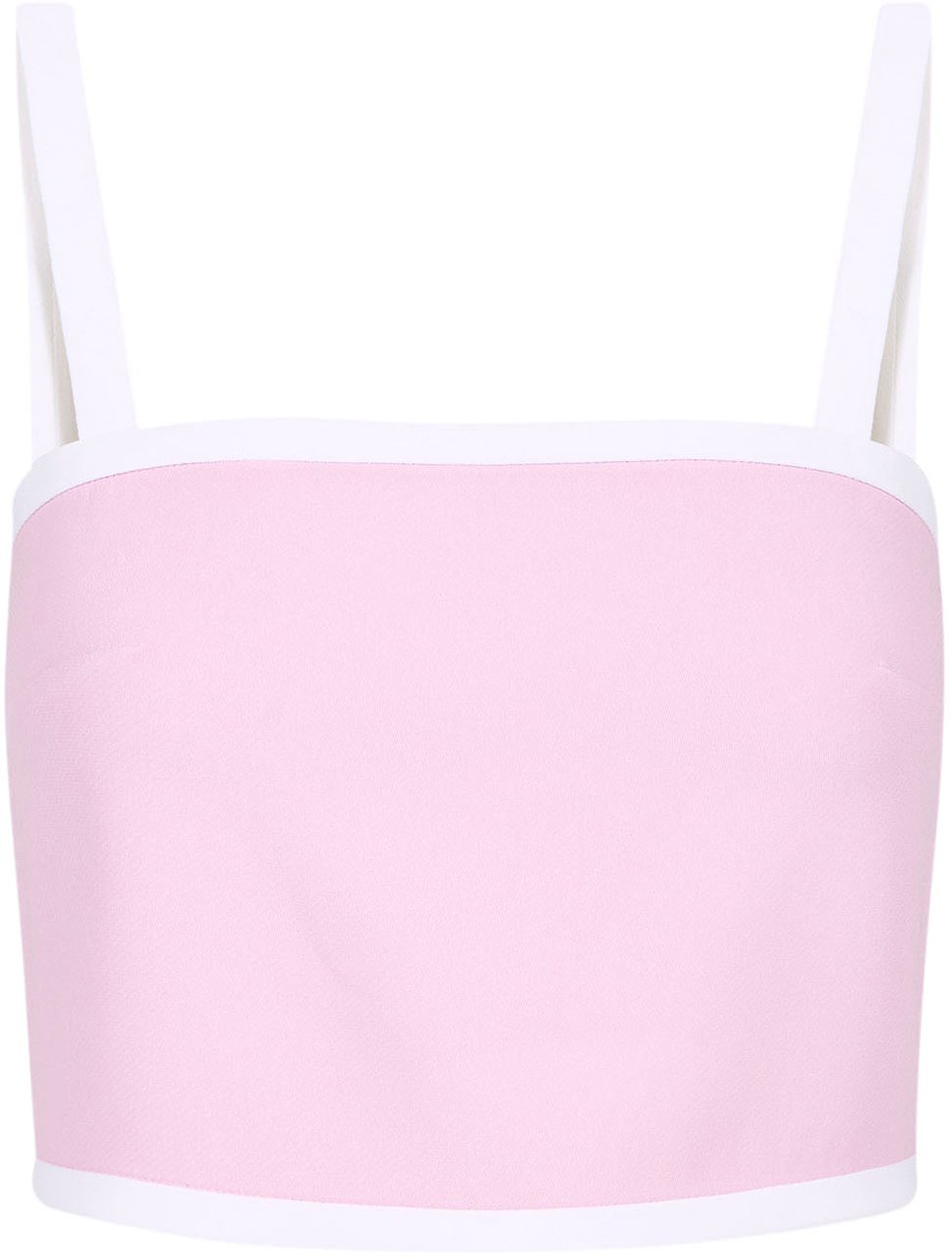 Iceberg Pink, cropped fit viscose-blend cady top, with contrasting shoulder straps Roze
