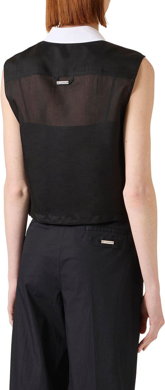 Iceberg Regular fit black top in technical muslin with slip lining Zwart
