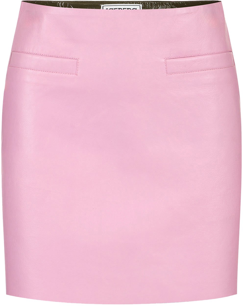 Iceberg Mini fit pink two-tone nappa leather skirt Roze